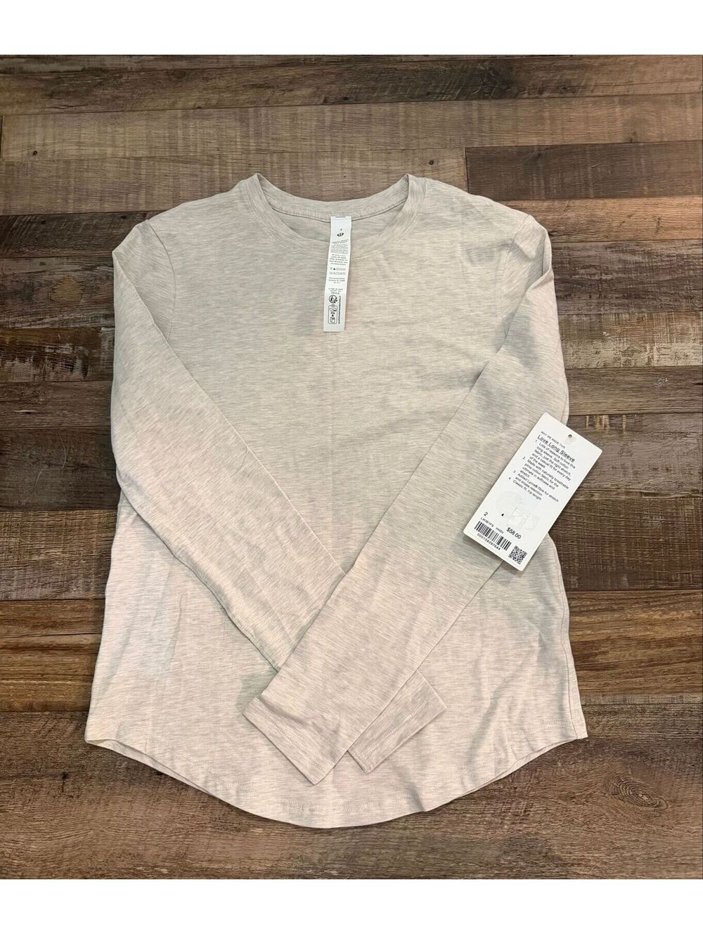 NWT Lululemon Love Long Sleeve Shirt Oatmeal Cream Size 2 MSRP $68